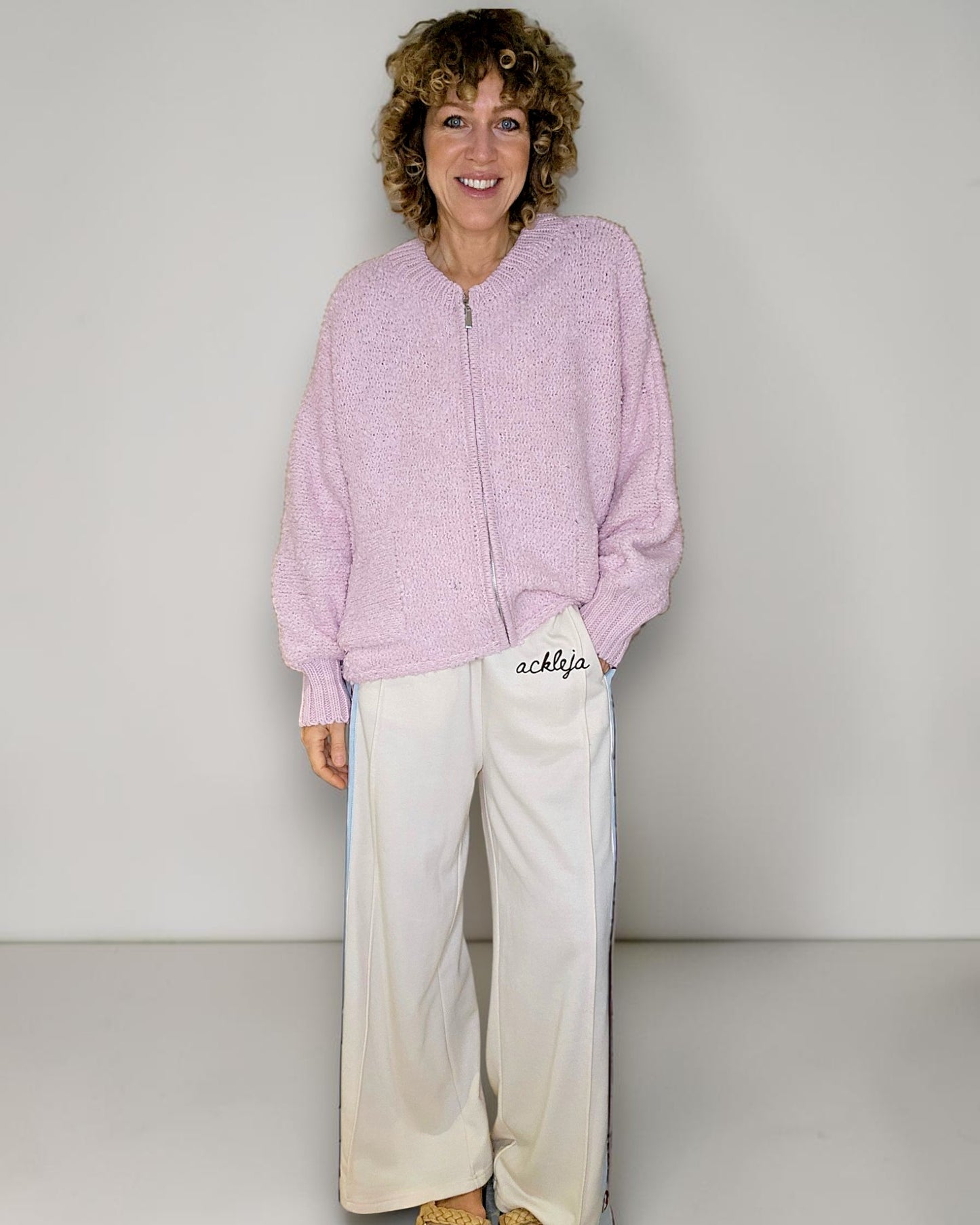 Baby Pink Chenille Zip Jkt
