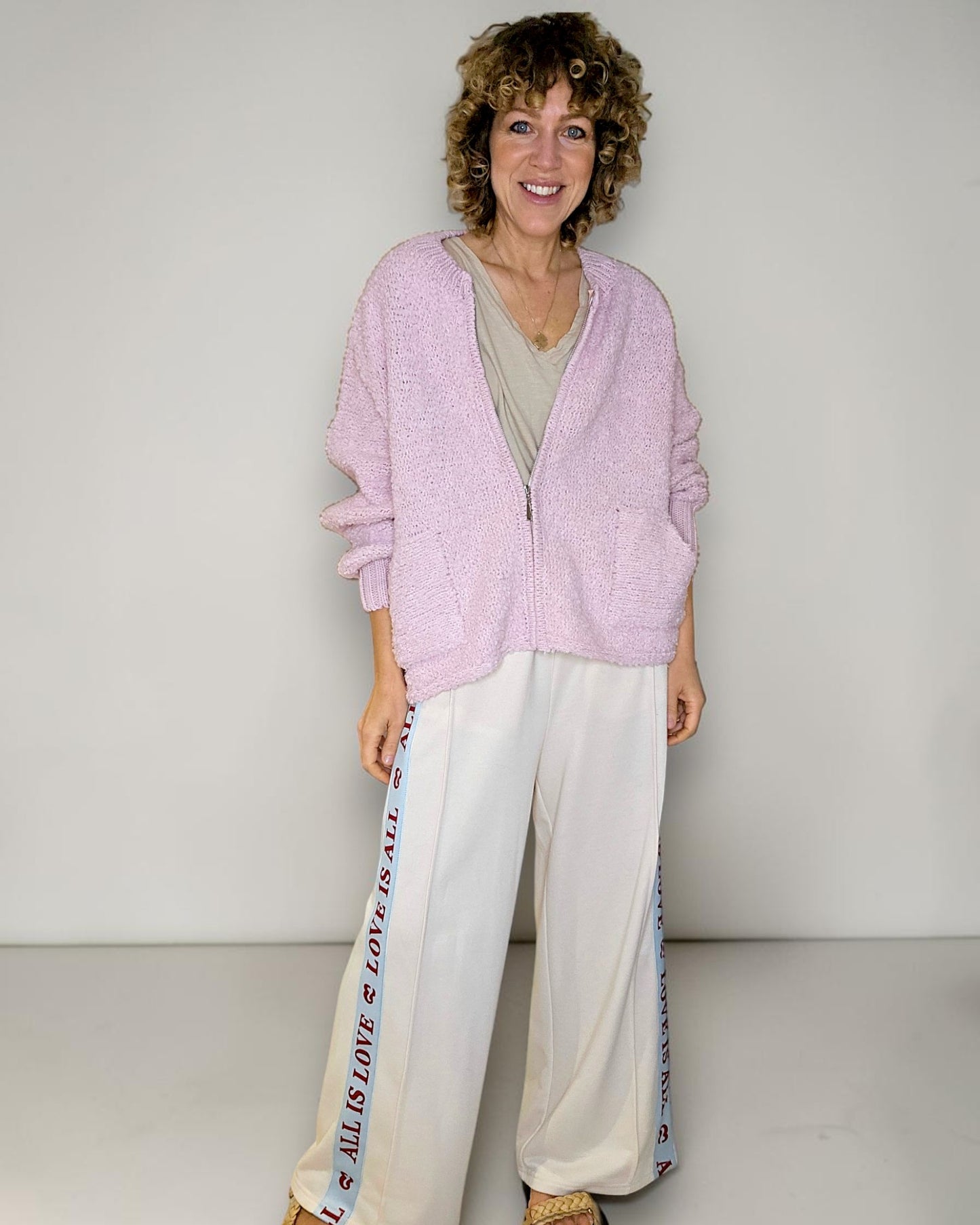 Baby Pink Chenille Zip Jkt