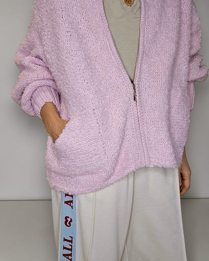 Baby Pink Chenille Zip Jkt