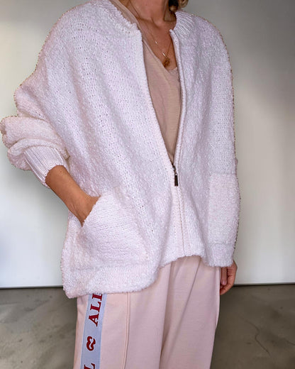 White Chenille Zip Jkt