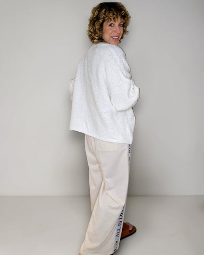 White Chenille Zip Jkt