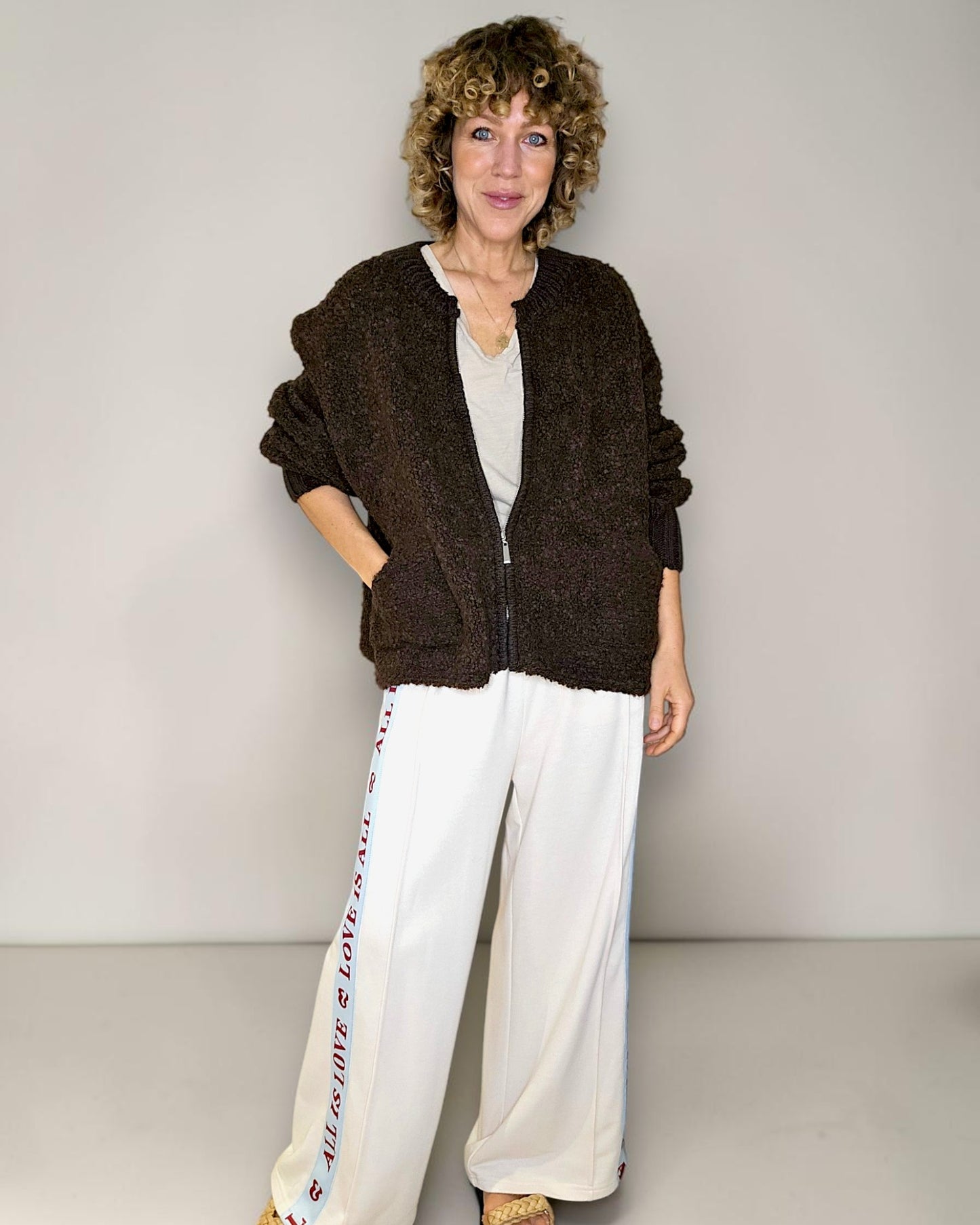 Drk Coffee Chenille Zip Jkt
