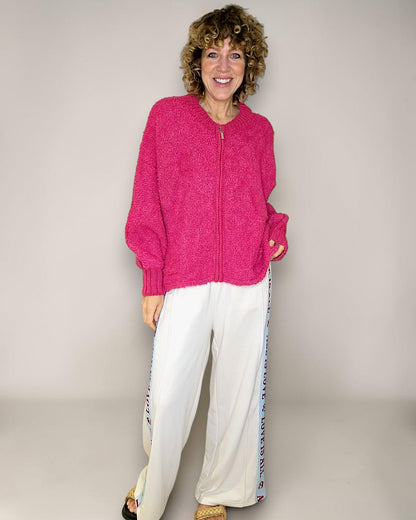Hot Pink Chenille Zip Jkt