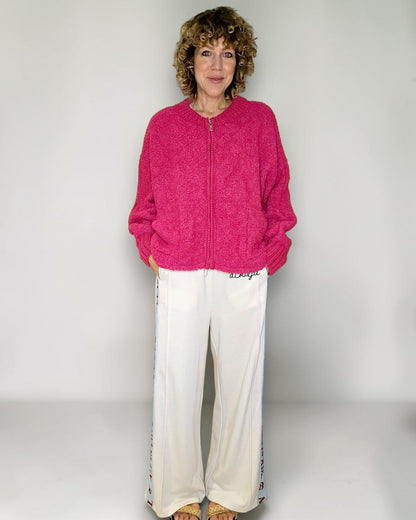 Hot Pink Chenille Zip Jkt