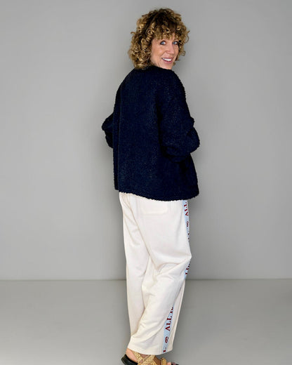 Navy Chenille Zip Jkt
