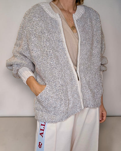 Cream Merle 2 tone Chenille Zip Jkt