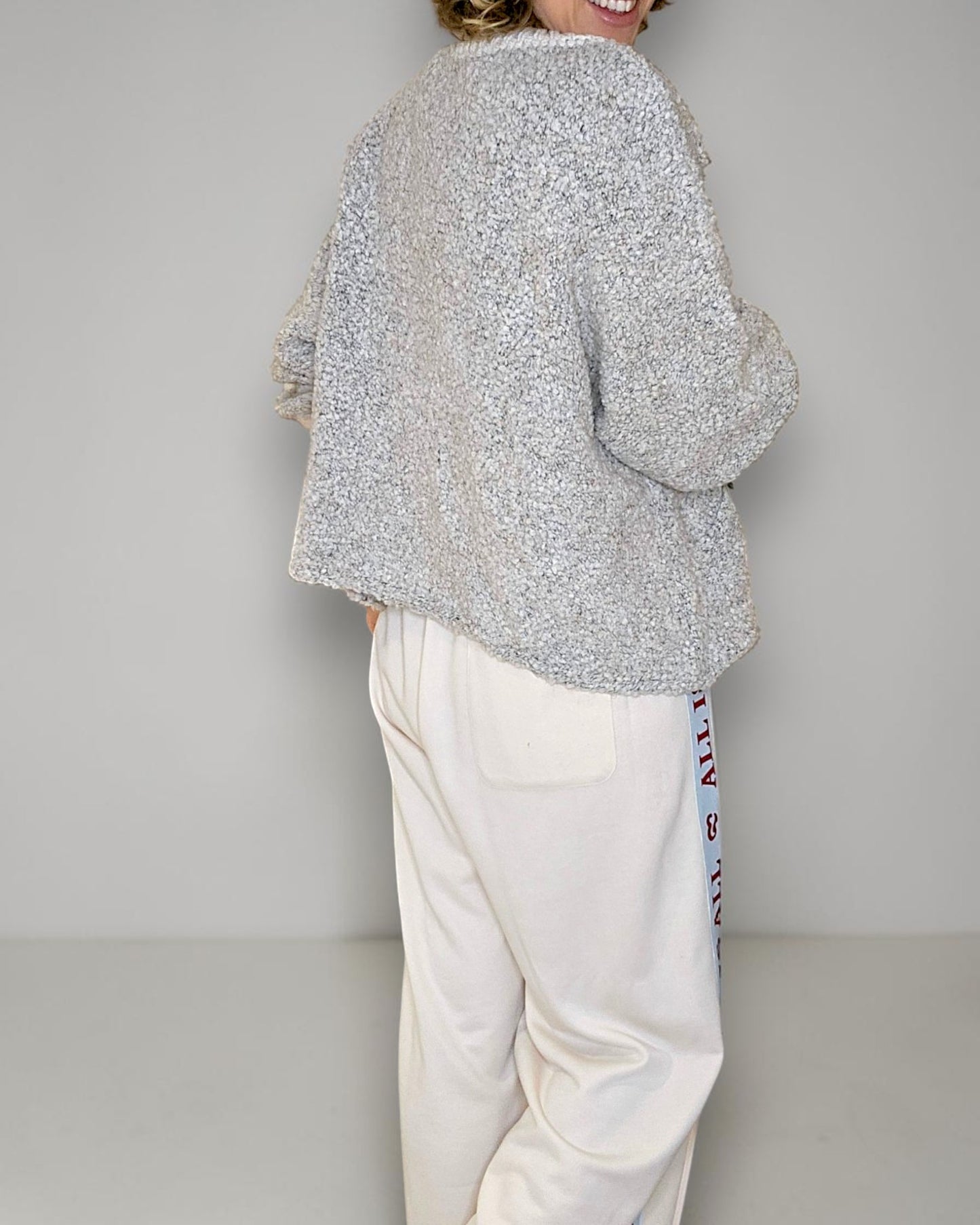 Cream Merle 2 tone Chenille Zip Jkt