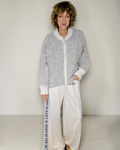 Cream Merle 2 tone Chenille Zip Jkt