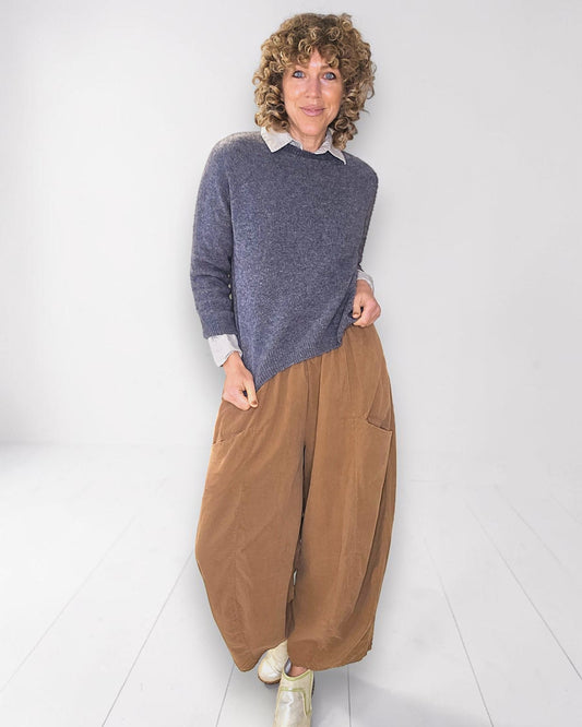 Cinnamon Corduroy Barrel Pants