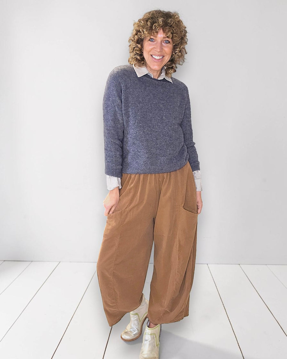 Cinnamon Corduroy Barrel Pants