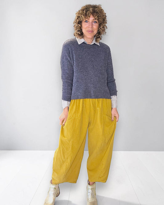 Mustard Corduroy Barrel Pants