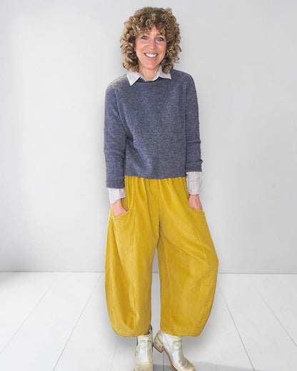 Mustard Corduroy Barrel Pants