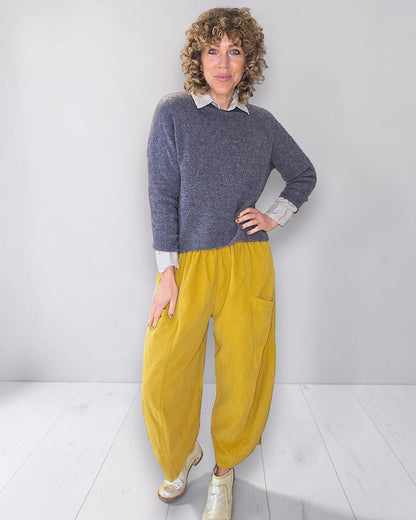 Mustard Corduroy Barrel Pants