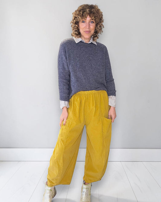 Mustard Corduroy Barrel Pants