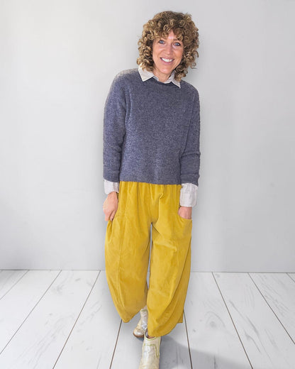 Mustard Corduroy Barrel Pants