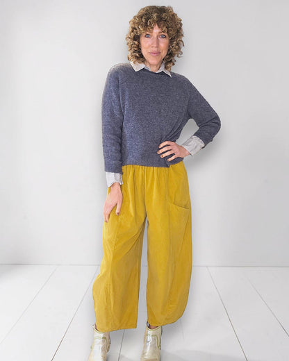 Mustard Corduroy Barrel Pants