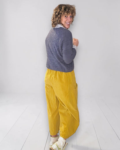 Mustard Corduroy Barrel Pants
