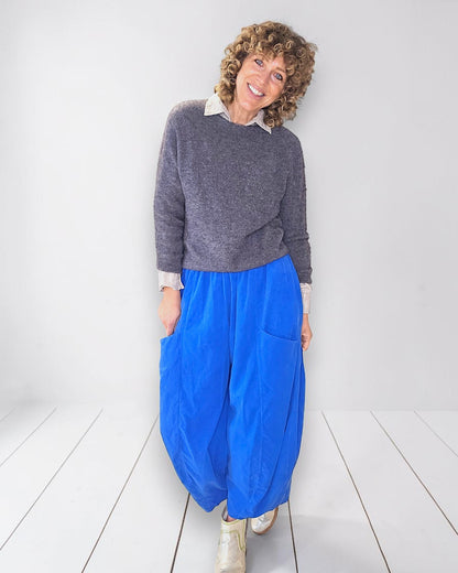 Cobalt Corduroy Barrel Pants