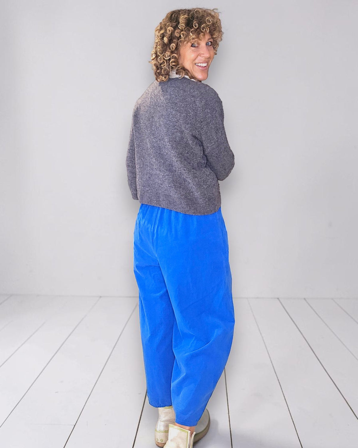Cobalt Corduroy Barrel Pants