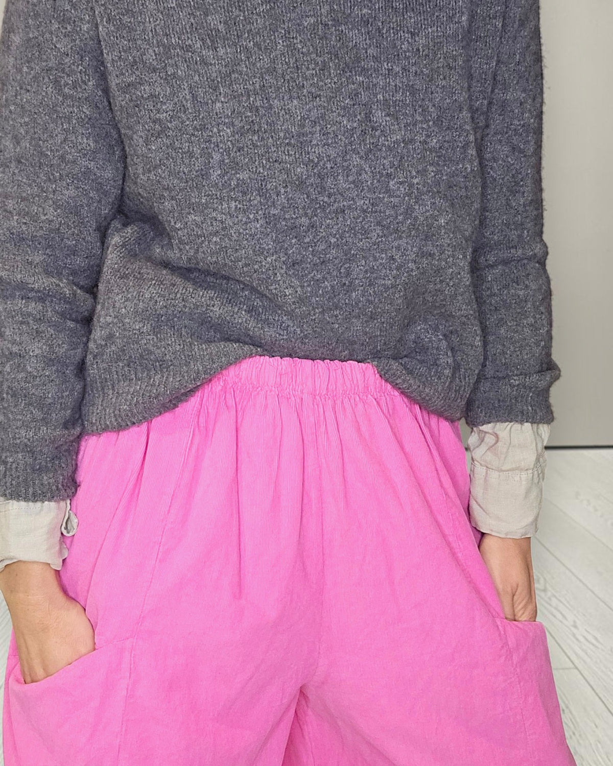 Hot Pink Corduroy Barrel Pants