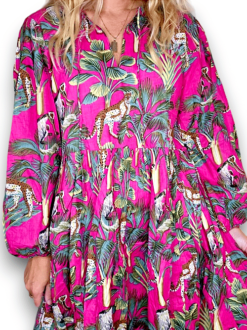 IDA IVY Pouf Sl Dress/Hot Pink Leopard image 4