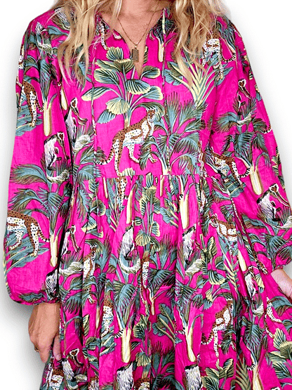 IDA IVY Pouf Sl Dress/Hot Pink Leopard image 4