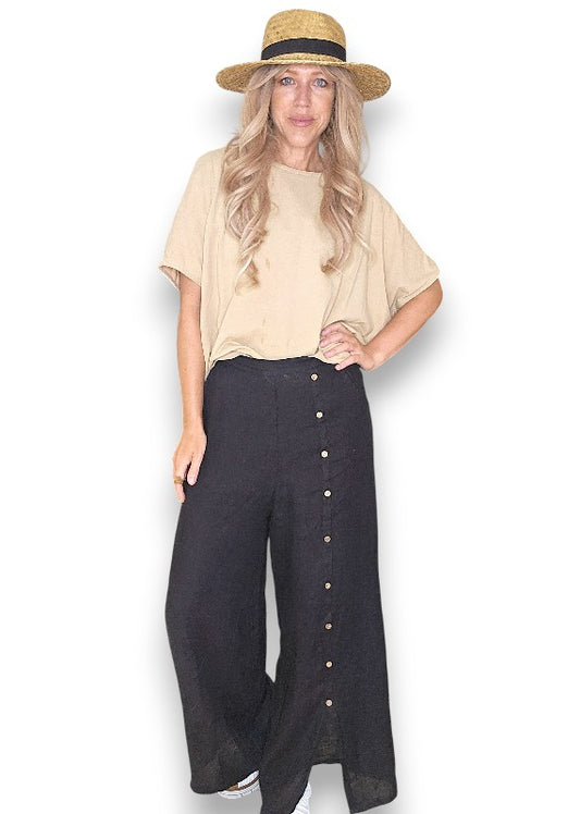Black Front Row Button Sailor Pant image 0