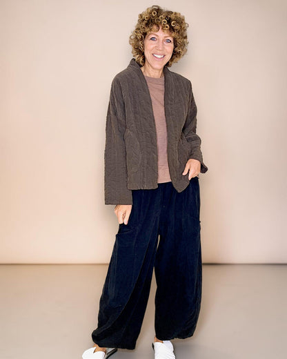 Black Corduroy Barrel Pants