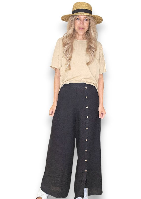 Black Front Row Button Sailor Pant image 1