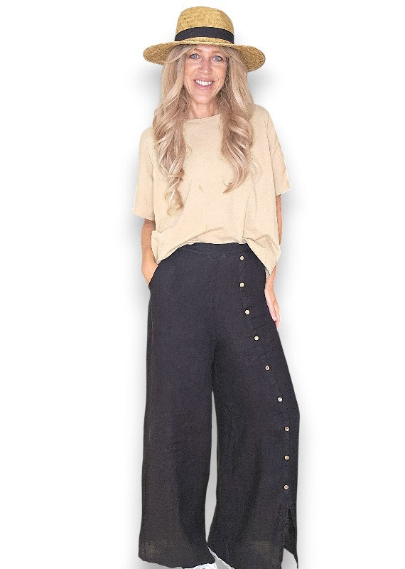 Black Front Row Button Sailor Pant image 3