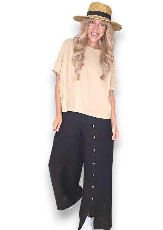 Black Front Row Button Sailor Pant image 2