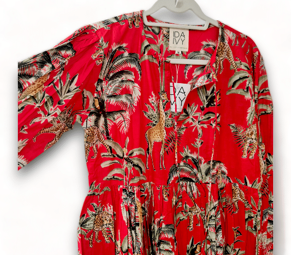 IDA IVY Pouf Sl Dress/Savann Red image 1