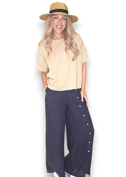 Navy Front Row Button Sailor Pant image 4