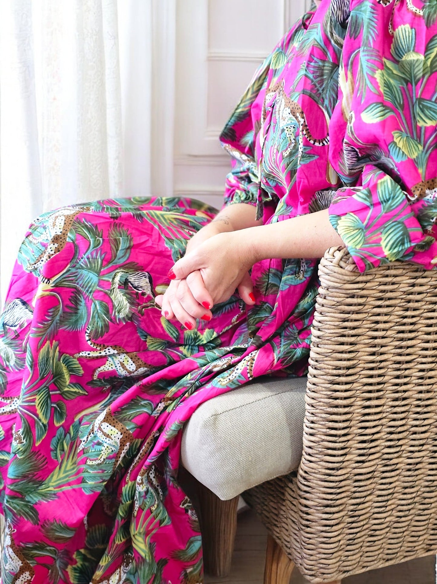 IDA IVY Pouf Sl Dress/Hot Pink Leopard image 0