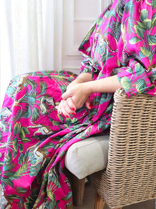 IDA IVY Pouf Sl Dress/Hot Pink Leopard image 0