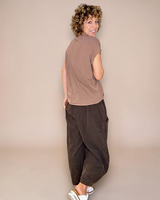 Coffee Corduroy Barrel Pants