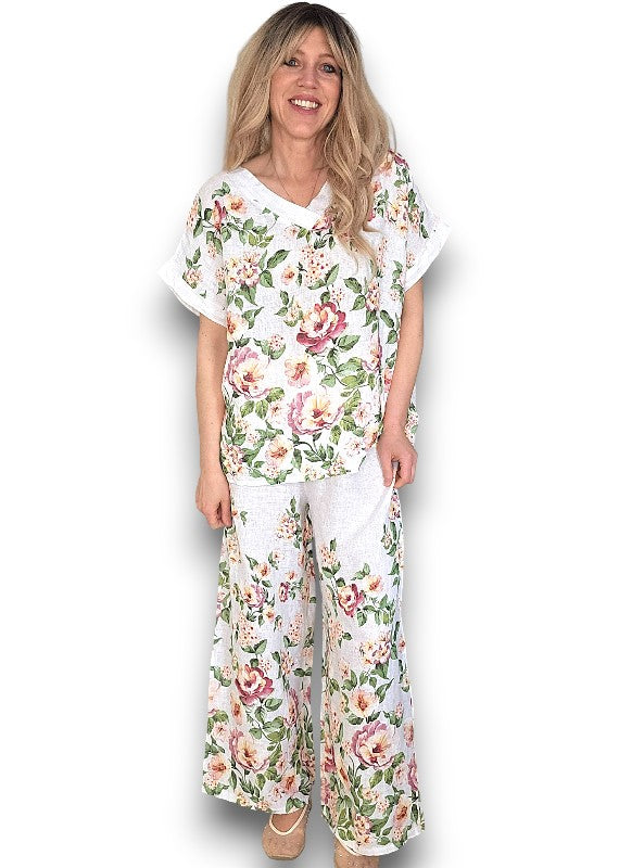 White Ruby Blossom Linen Top image 6