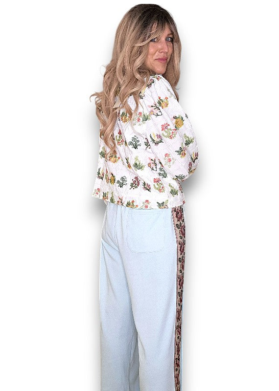 ACKLEJA Baby Blue Rose Trim Sweatpants image 4