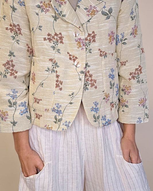 Elsa Doily Tapestry Crop Suit Jacket