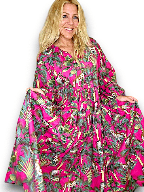 IDA IVY Pouf Sl Dress/Hot Pink Leopard image 1