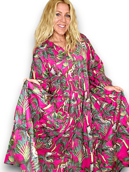IDA IVY Pouf Sl Dress/Hot Pink Leopard image 1