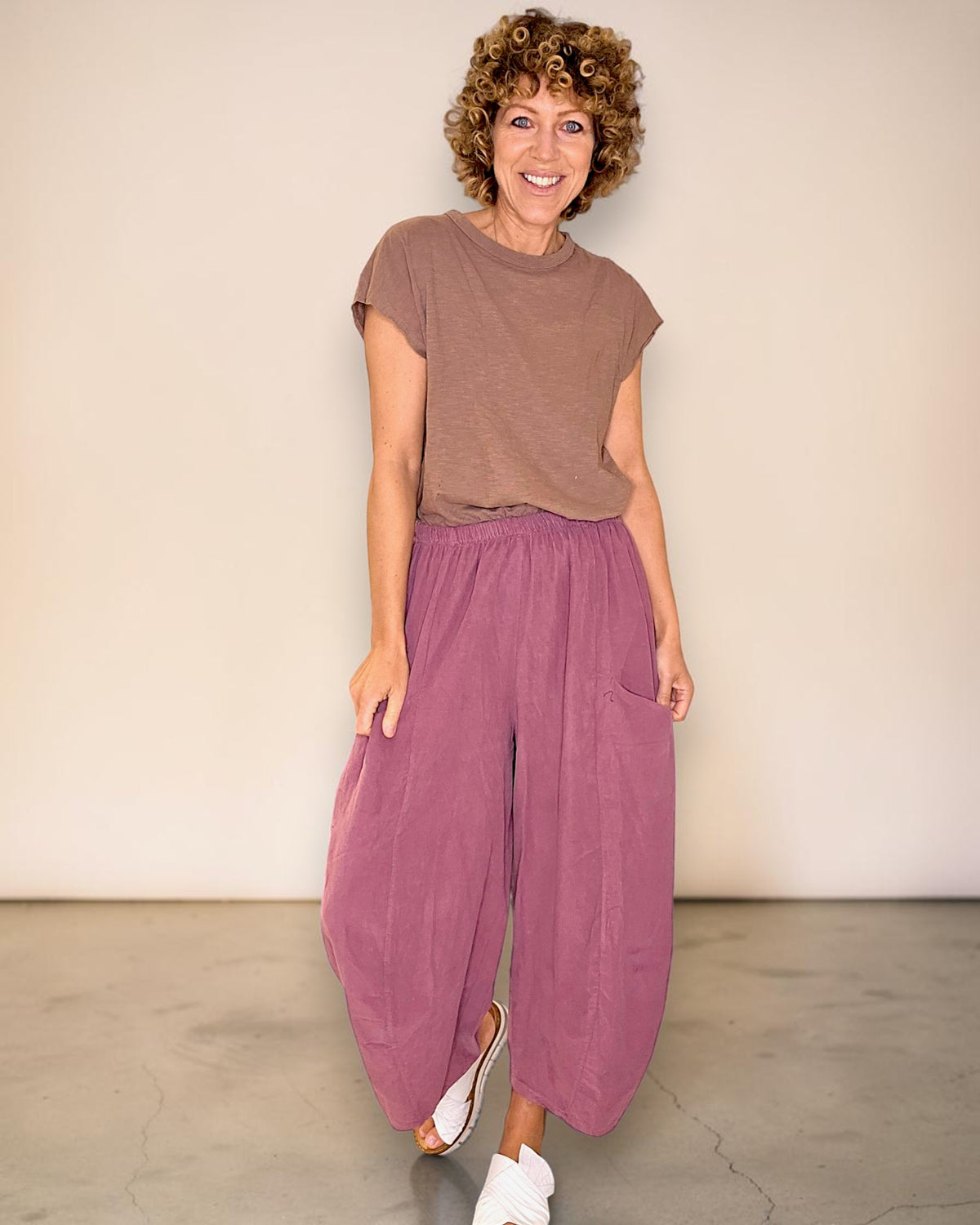 Berry Corduroy Barrel Pants