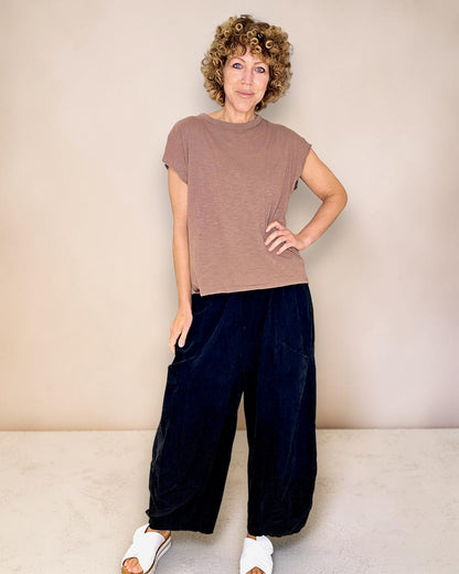 Black Corduroy Barrel Pants