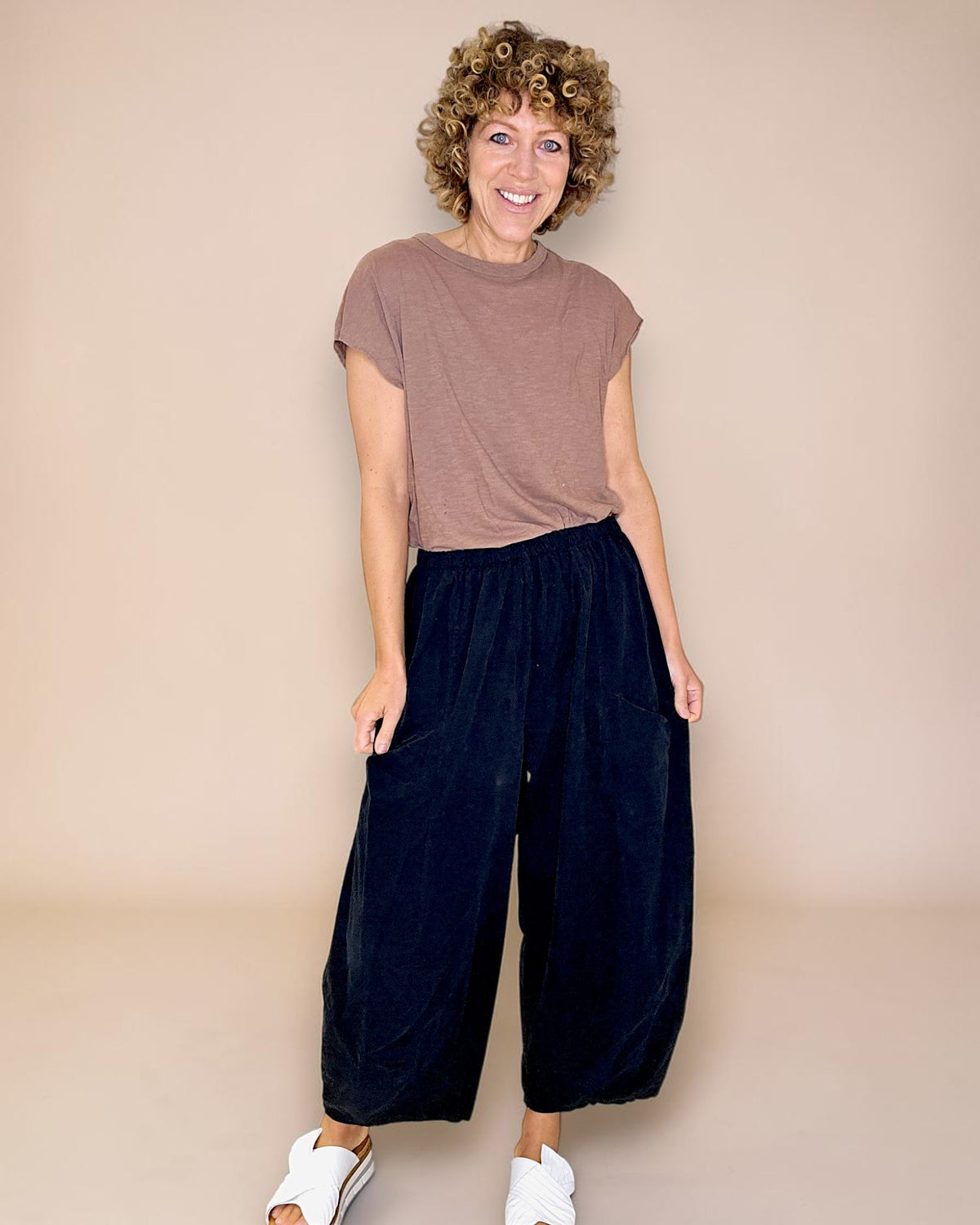 Black Corduroy Barrel Pants
