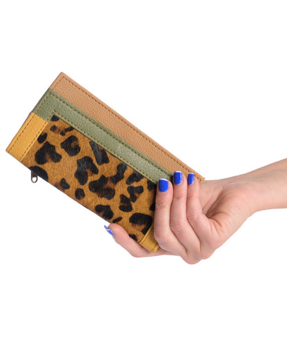 Leopard | Brown, Green & Nougat Brown | Frame Leather Wallet