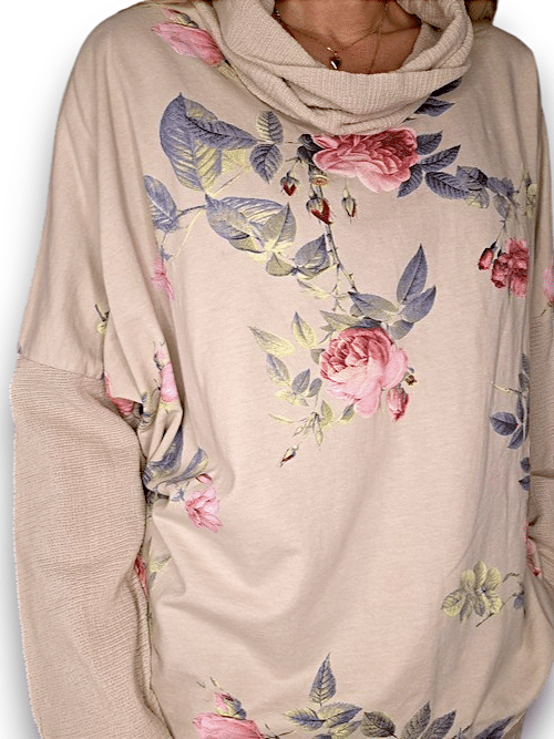 Beige Thorn Rose Moku Cotton w details Sweater