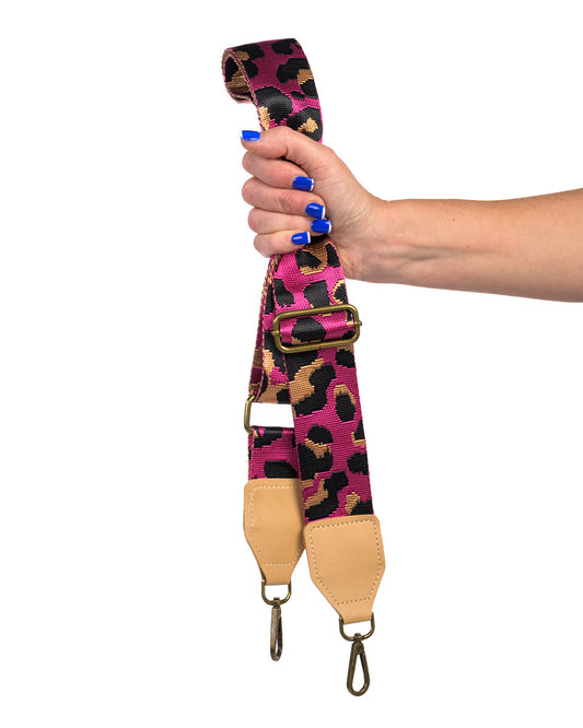 Large Leopard Luxe edge | Hot Pink & Black | Bagstrap