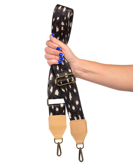 Large Leopard Luxe edge | Dark Coffee & Black Dot | Bagstrap