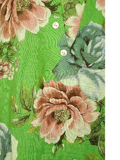 Bright Green Bright Bloom V-Neck Maxi Dress with Buttons