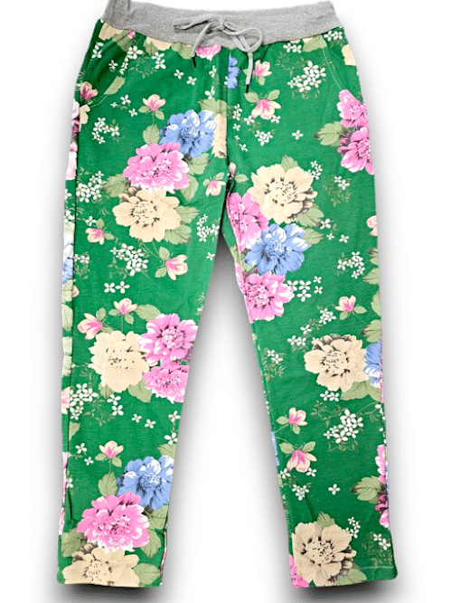 Dark Green Wild Rose Joggers